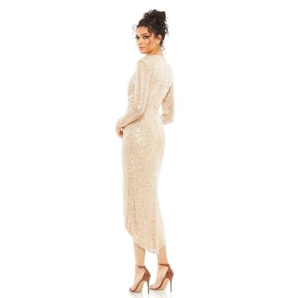 Mac Duggal IEENA Sequined High Low Dress, Rose Gold, NWT, Size 12 - Picture 6 of 16